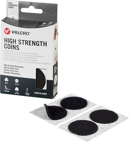 VELCRO Klettband High Strength Fastener Punkt Durchmesser 45mm, schwarz, 6 Stück