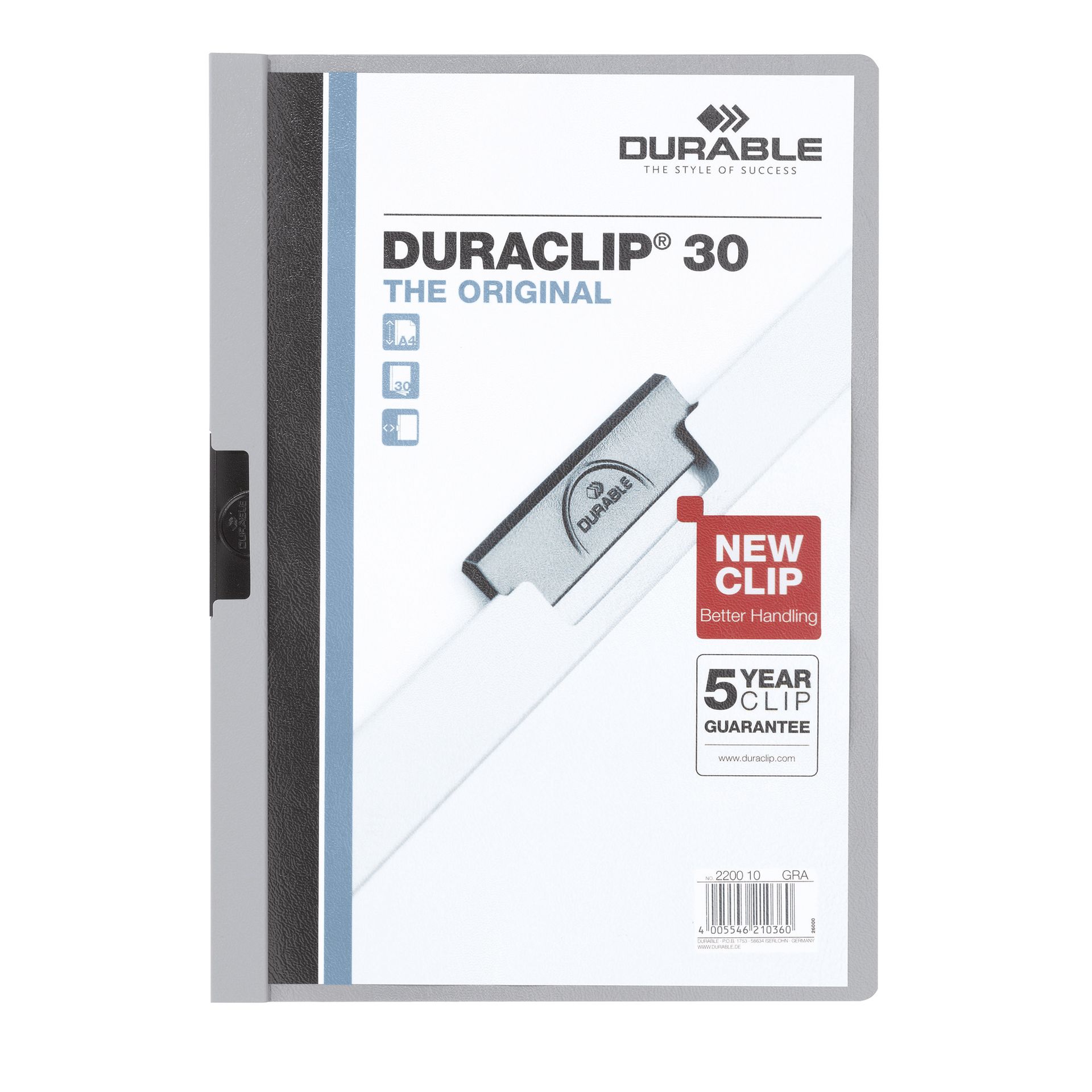 Klemmmappe DURACLIP 60 DIN A4 Hartfolie grau