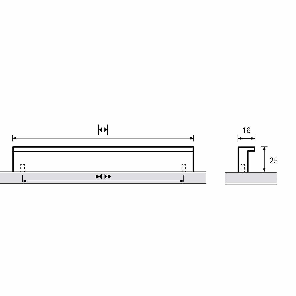 Griff Rovigo, Bohrabstand 160, L 175 mm, B 16 mm,