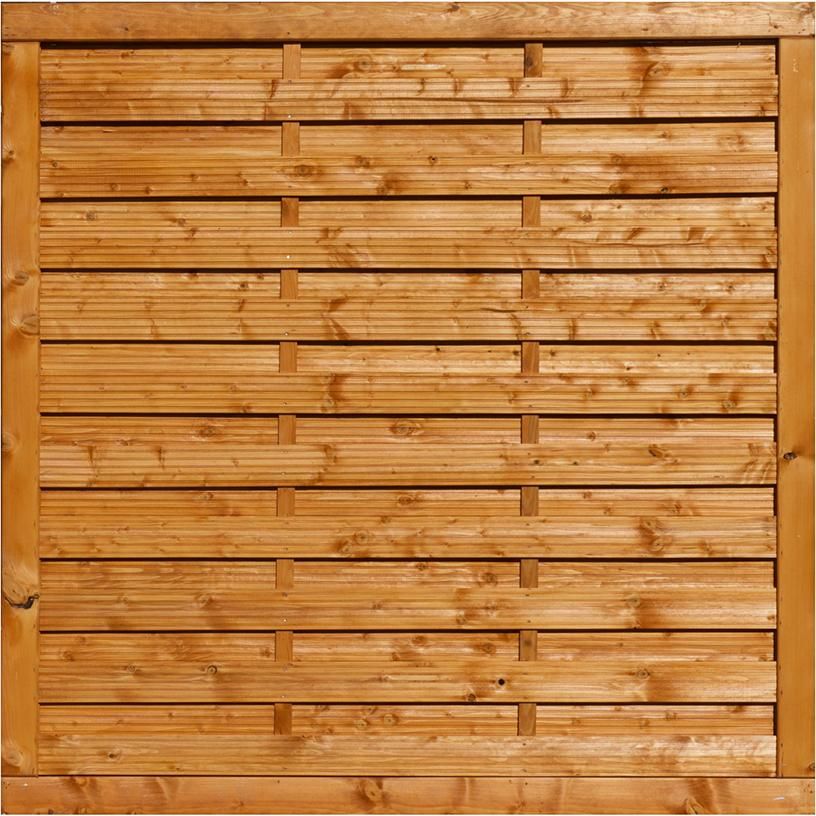 SUNLINE Dichtzaun stabil 180x180cm pinienfarbig Rahmen 45/90 mm getaucht Lamelle 8/95 mm glatt