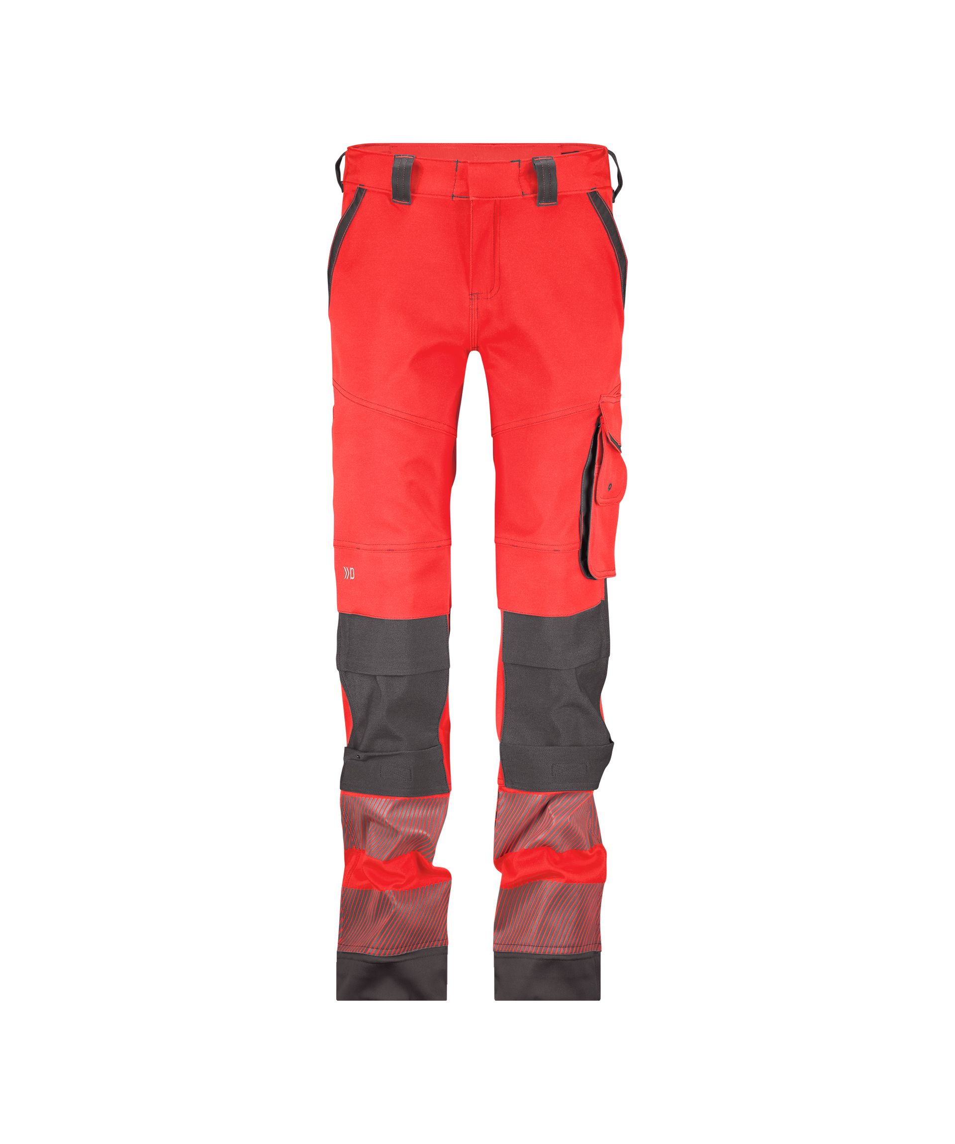 DASSY® Aruba Women - Stretch-Warnschutzbundhose mit Kniepolstertaschen für Damen - neonrot/zementgrau, Gr. SPEC
