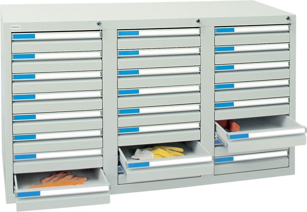 Format Schubladenschrank B500xT1500xH900mm RAL 7035/7035 24 Schubladen 75kg
