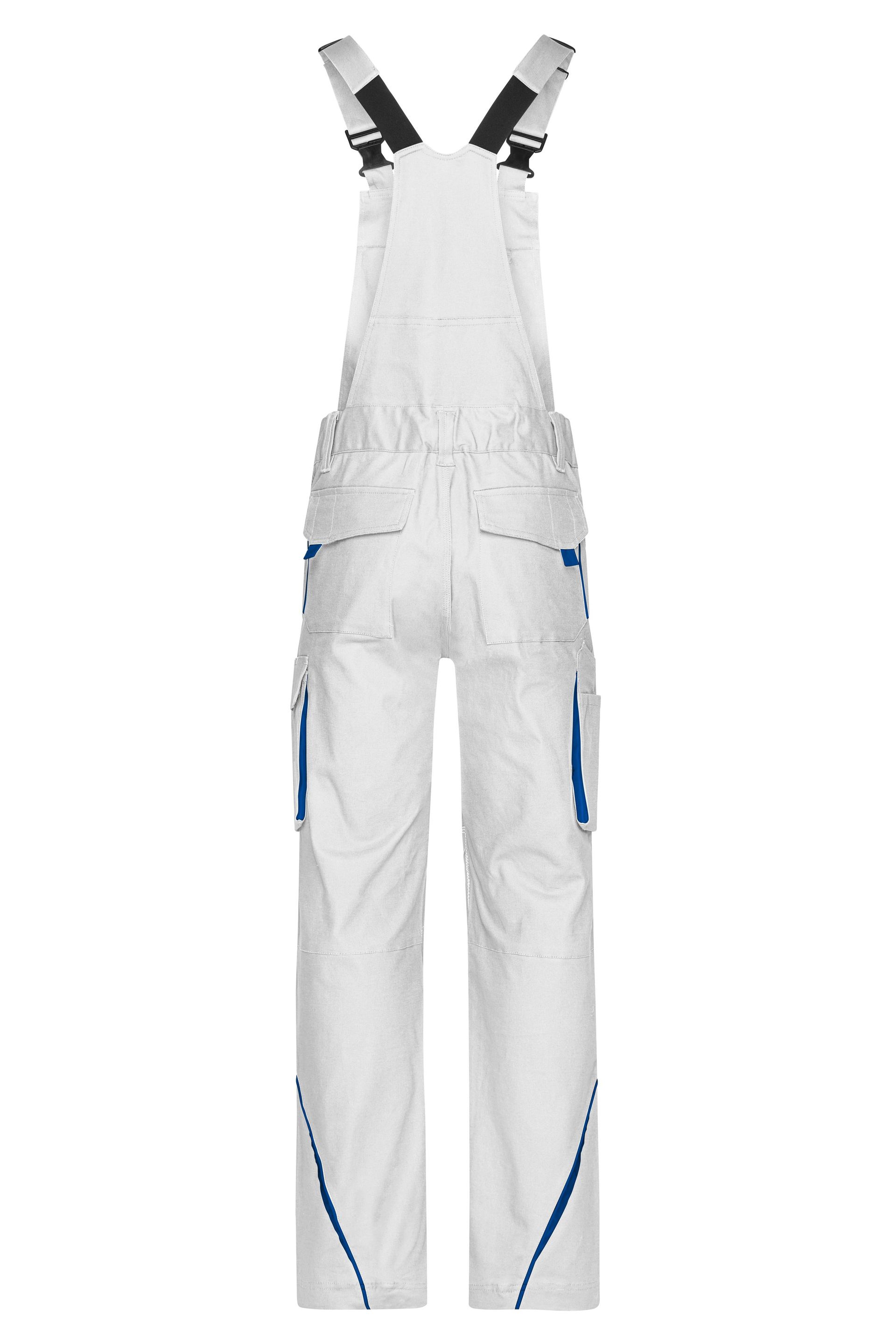 James & Nicholson JN848 Latzhose, Weiß/Royal, Gr. 62