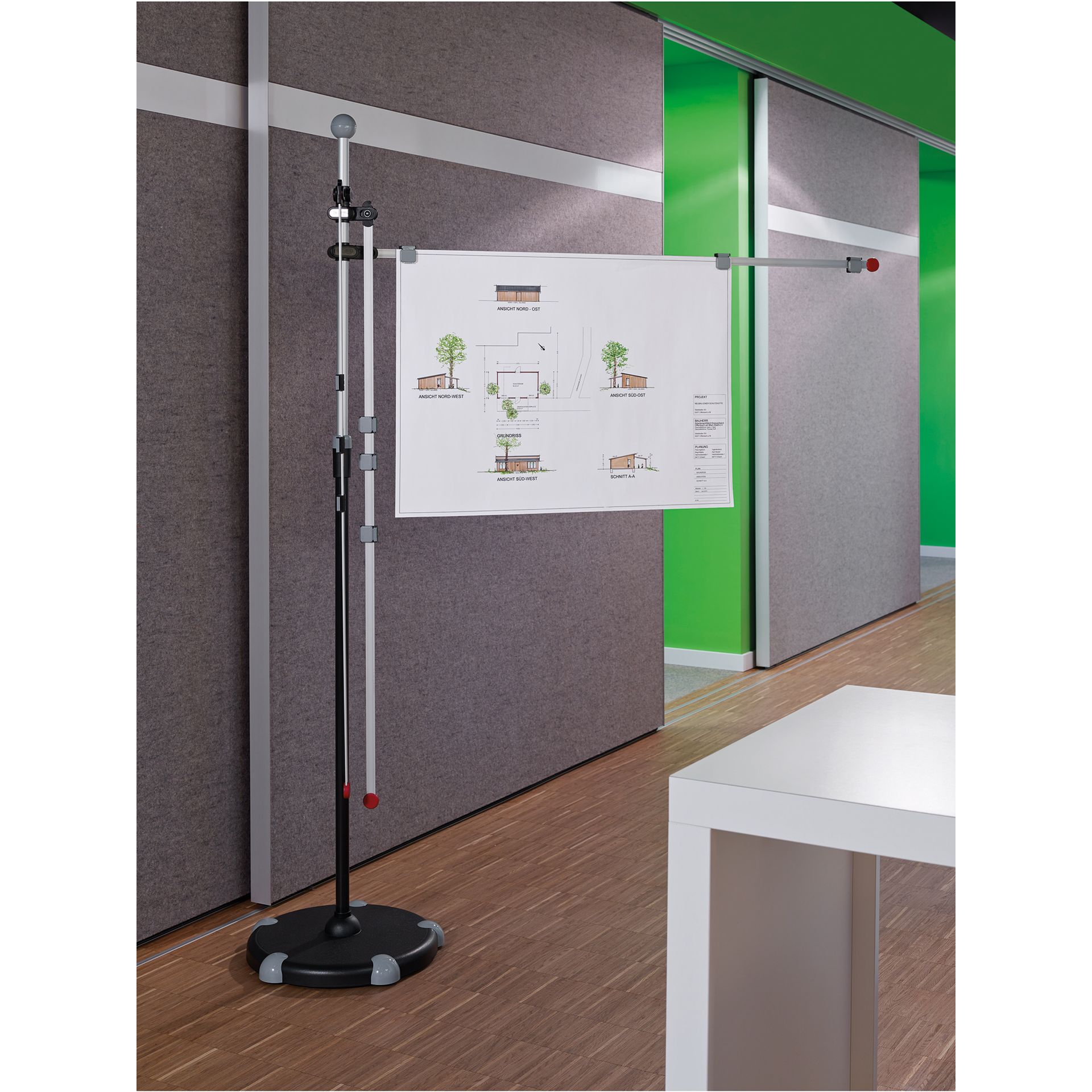 Planhalter Mobilpresenter 3Arme Aluminium grau