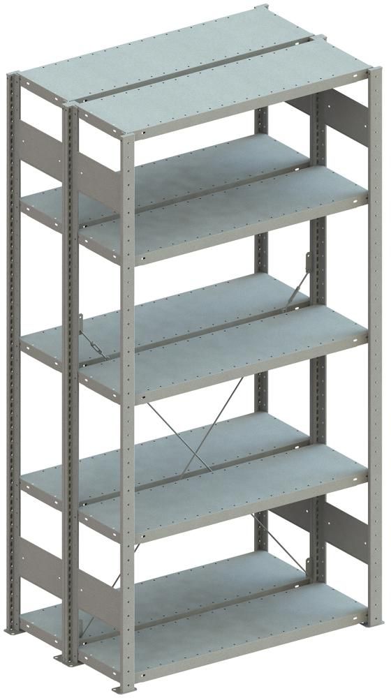 Doppel-Steckregal CLIP B1000xT2x300xH2000 mm Grundfeld 2x5 Böden vzk Fachlast 150kg META
