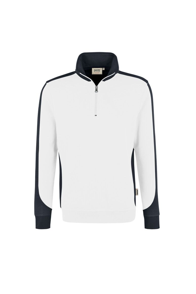 HAKRO Zip-Sweatshirt Contrast MIKRALINAR® weiß/anthrazit, XS