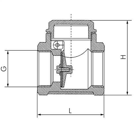 Rückschlagklappe G 1/2", PN 12, Messing, metallisch dichtend