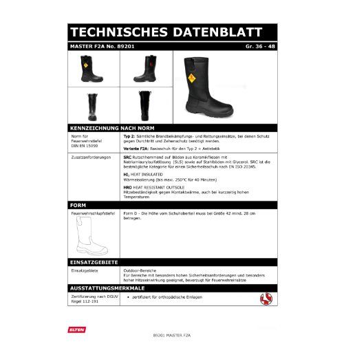 ELTEN Feuerwehrschlupfstiefel MASTER F2A Stiefel (High), Schwarz, Gr. 38