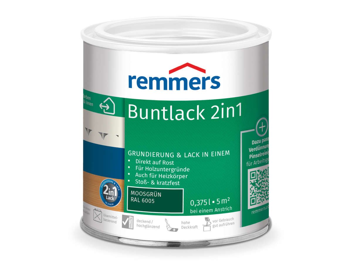 Buntlack 2in1 moosgrün (RAL 6005) 0.375 l