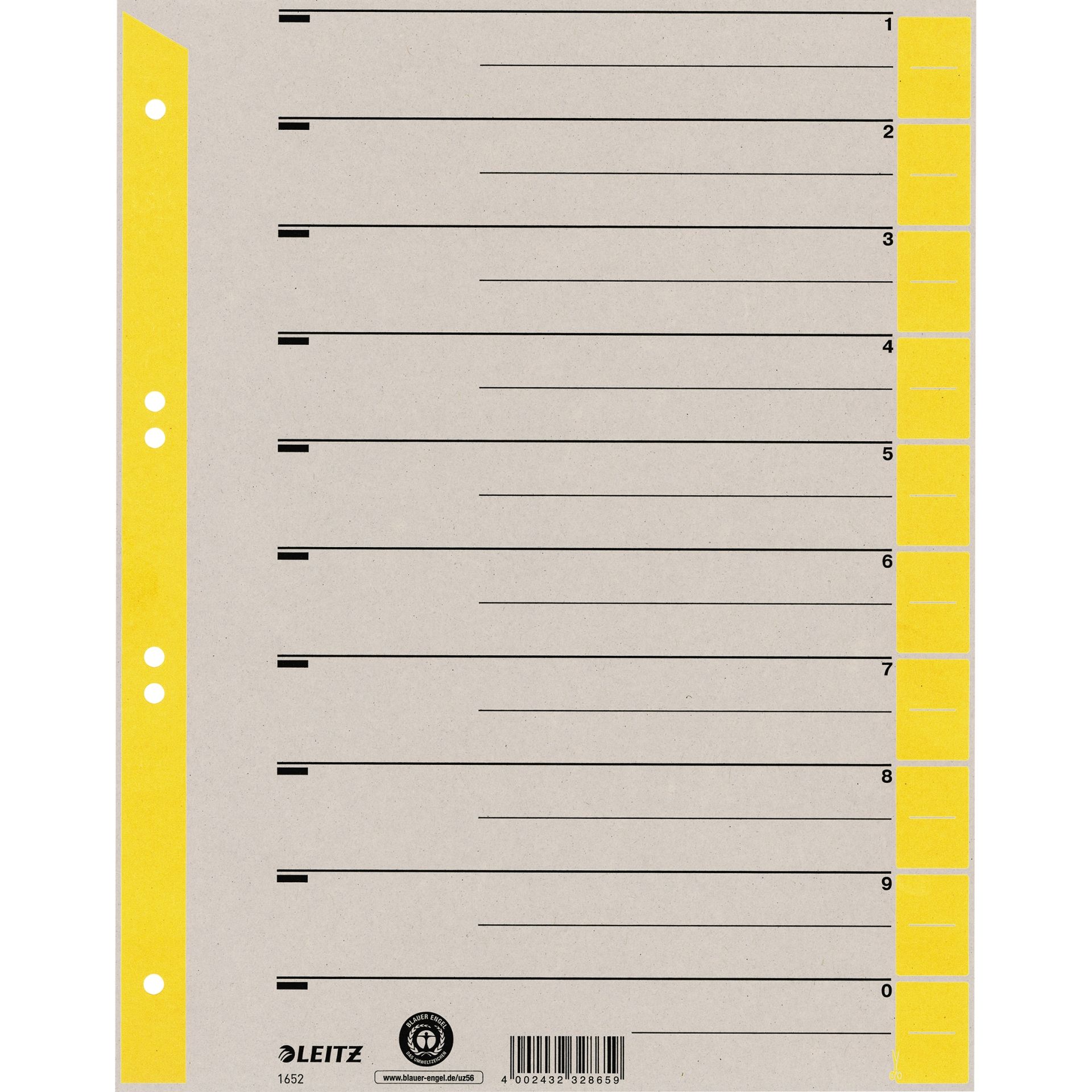 Trennblatt DIN A4 230g Karton gelb 100 St./Pack.