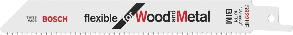 Säbelsägeblatt S 922 HF Bosch VE à 100 Stück Flexible f Wood and Metal