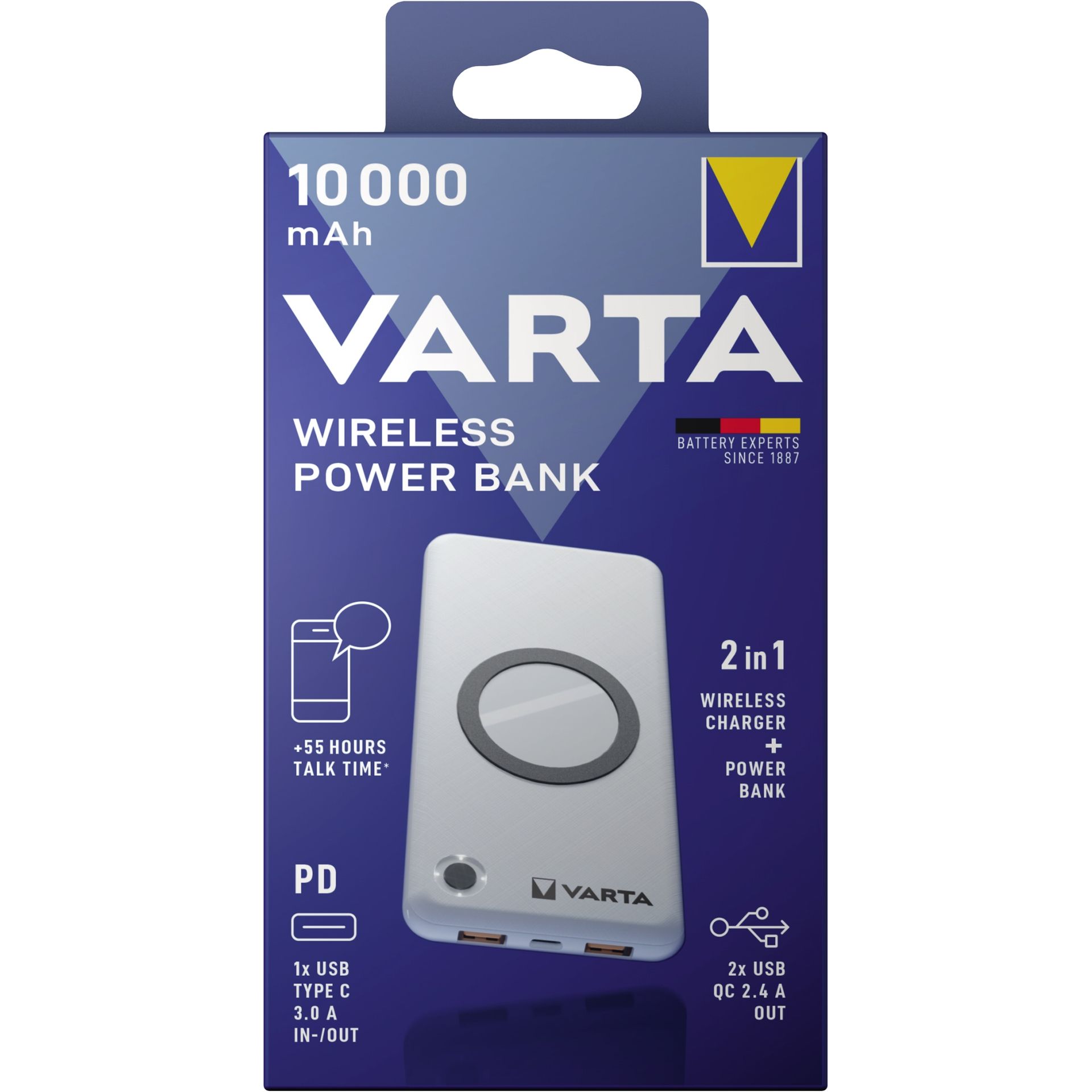 Akku Powerbank  3,7V/10.000mAh Wireless
