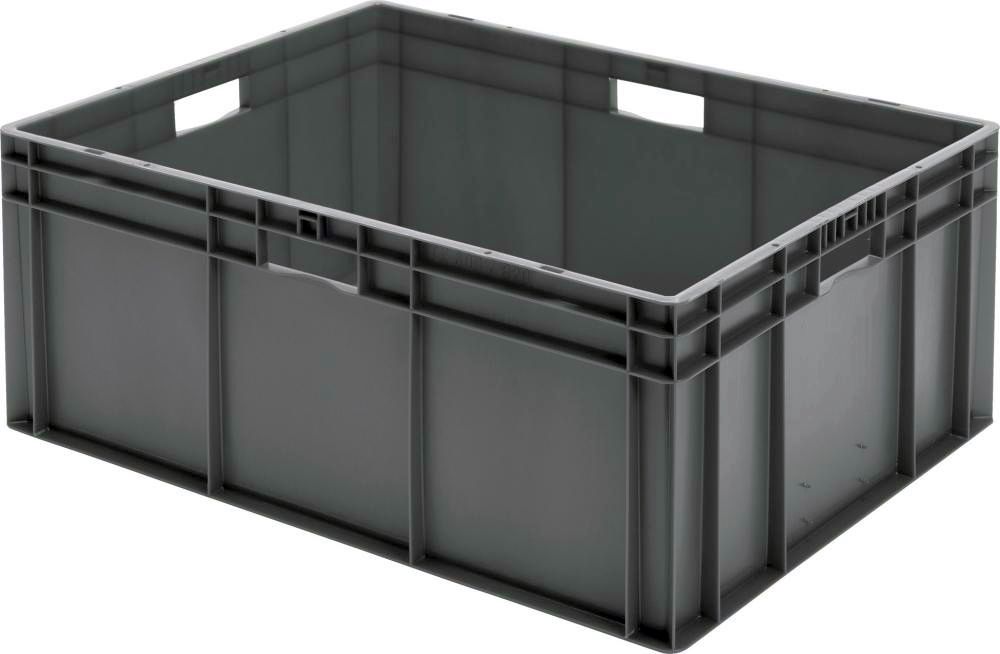 Transport-Stapelkasten B800xT600xH320 mm grau, geschlossen mit Griffloch LA-KA-PE