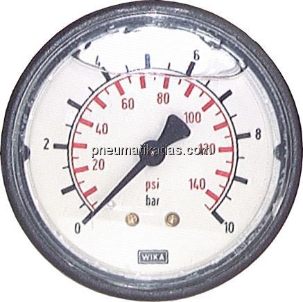 Glycerin-Manometer waagerecht (KU/Ms), 63mm, -1 bis 0 bar