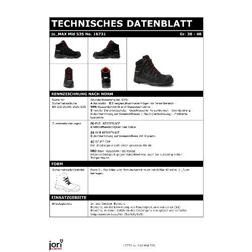 JORI Sicherheitsschnürstiefel jo_MAX Mid S3S, Gr. 38