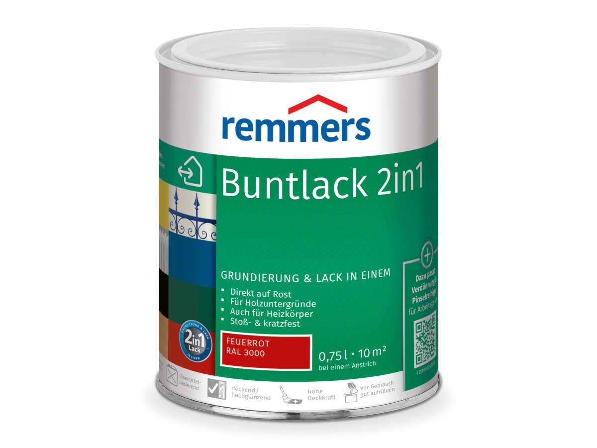 Buntlack 2in1 feuerrot (RAL 3000) 0.75 l
