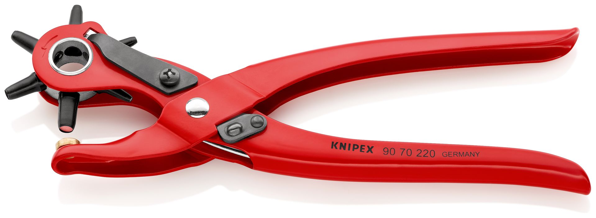 KNIPEX Revolverlochzange rot pulverbeschichtet 220 mm