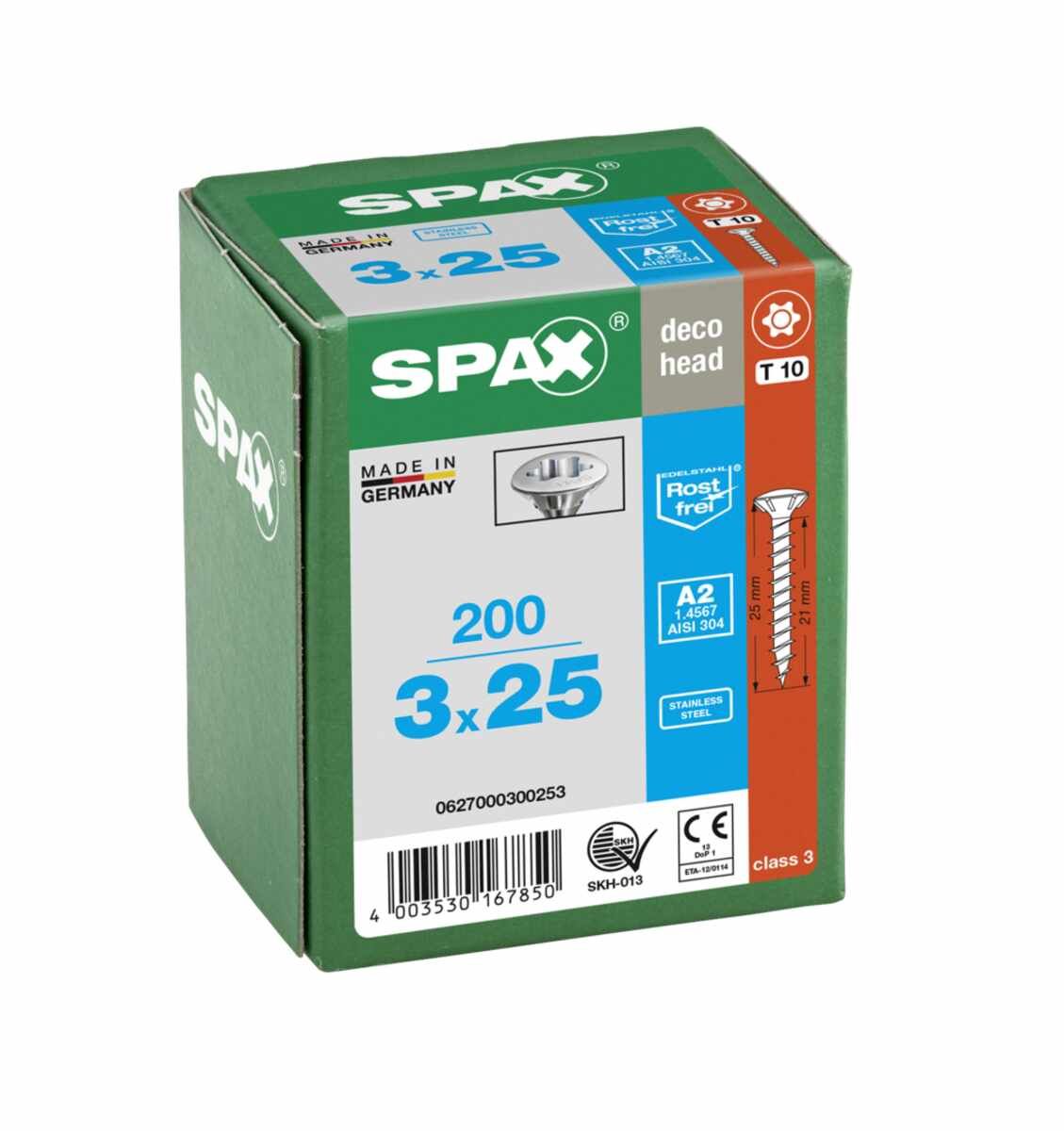 Spax Schr. Liko Torx/A2 3,0X25 Vpe200