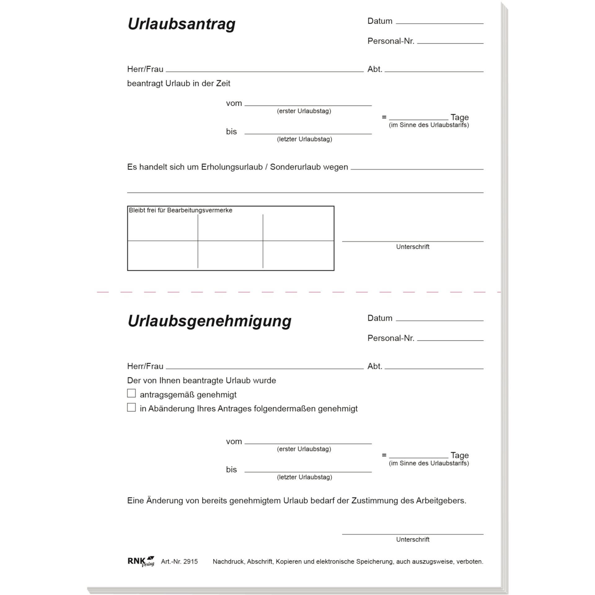 Urlaubsantrag A5 50Bl