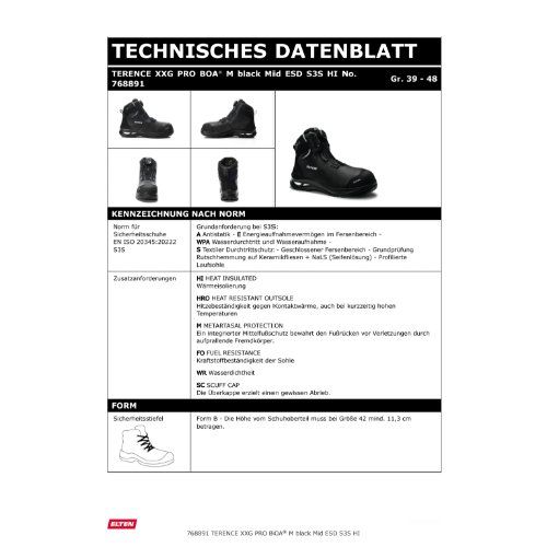 ELTEN TERENCE XXG PRO BOA® M Sicherheitsstiefel Mid S3S ESD, Schwarz, Gr. 48
