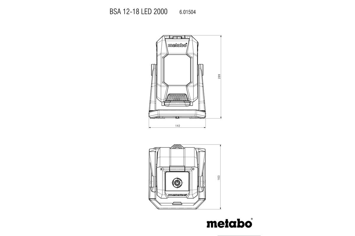 Akku-Baustrahler solo BSA 12-18 LED 2000 Metaboohne Akku ohne Ladegerät Karton