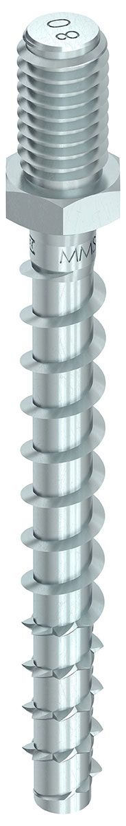 MULTI-MONTI-plus ST 10,0 x 85, Stockanker mit metr. Anschlussgewinde, Sechskantkopf, verzinkt blau, A2K, 25 Stück, VARIANTA-Handwerkerverpackung