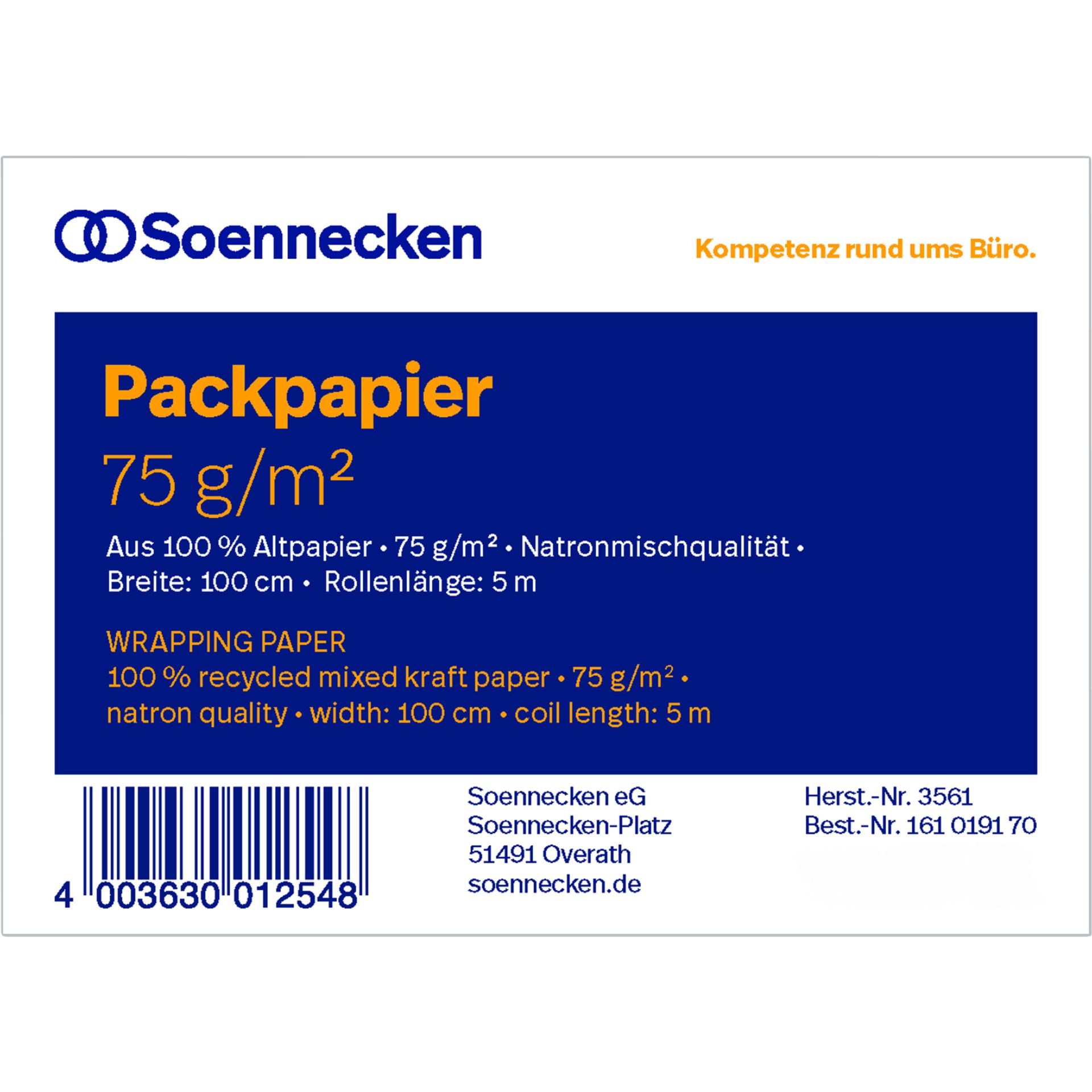 Packpapier 100cmx5m Altpapier natronbraun