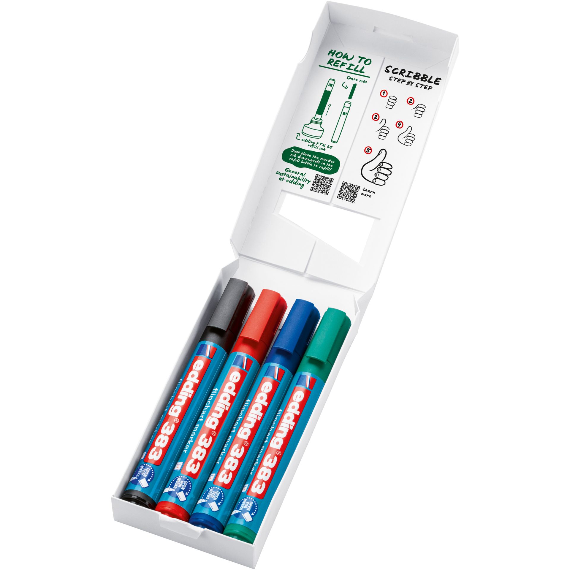 Flipchartmarker 383 1-5mm sort 4St
