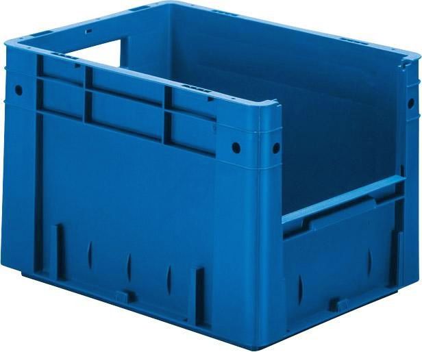 Sichtlagerkasten blau B300xT400xH270 mm Auflast 500kg, VE 4 Stk. mit Griffloch LA-KA-PE