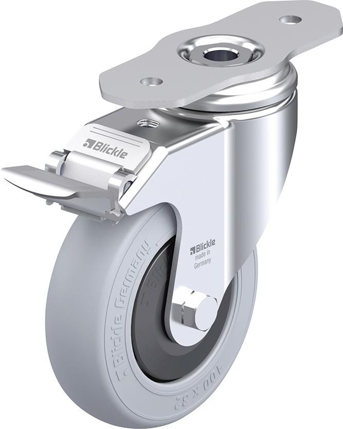 Lenkrolle m. Feststeller Rad-D100mm Gummi LKPA-POES 102KF-29-FI-SG
