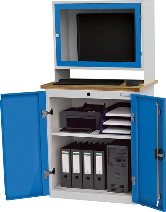 Computerschrank Office stationär, Monitoraufs. 2 Türen, Buche MP B750xT500xH1450mm