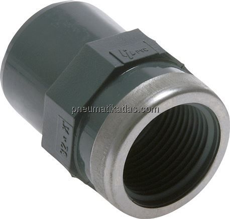 Klebe-Übergangsmuffennippel, PVC-U, 20mmxRp 1/2" IG