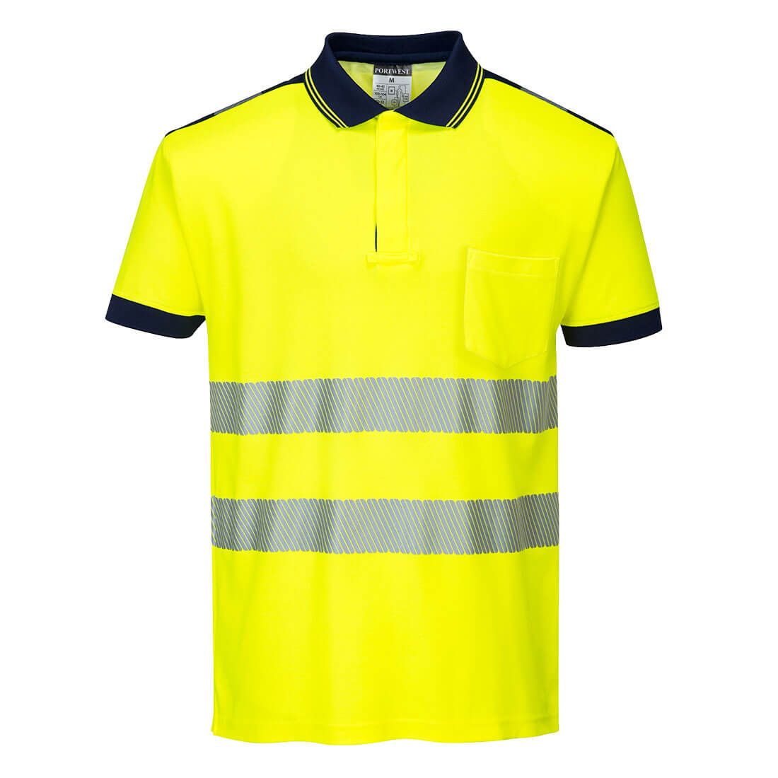 Portwest PW3 Warnschutz-Polo-Shirt, Gelb/Blau, Gr. 4XL