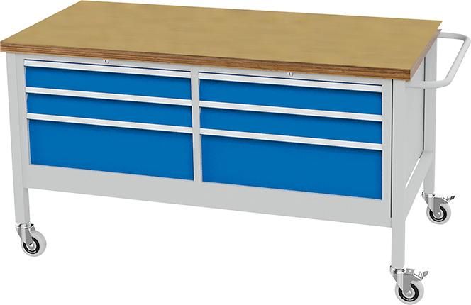 Mobile Werkbank buche MP 6 Schubladen 1 Flügeltür Traglast 400kg B1500xT750xH860mm