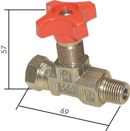 Manometer-Absperrventil R 1/4"(AG)-G 1/4" (ÜWM, flachdichtend)