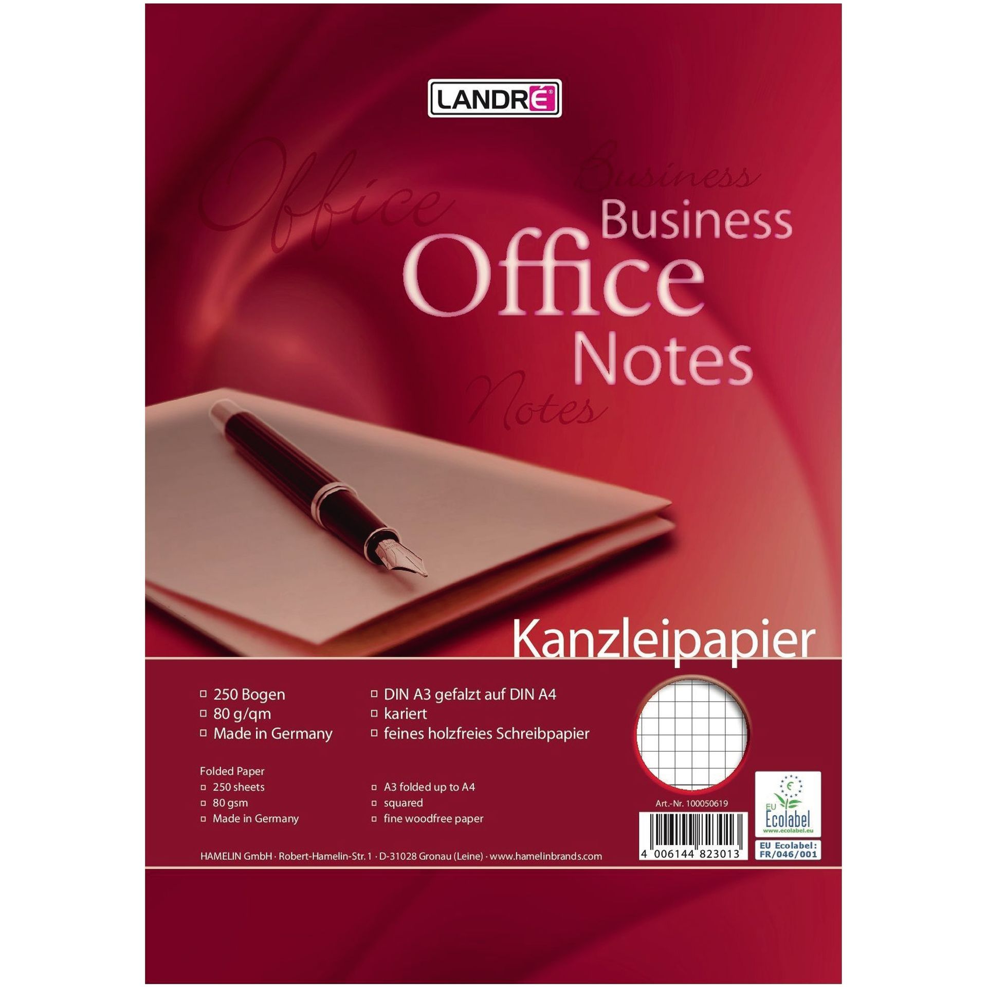 Kanzleipapier DIN A4 70g kariert 250 Bl./Pack.