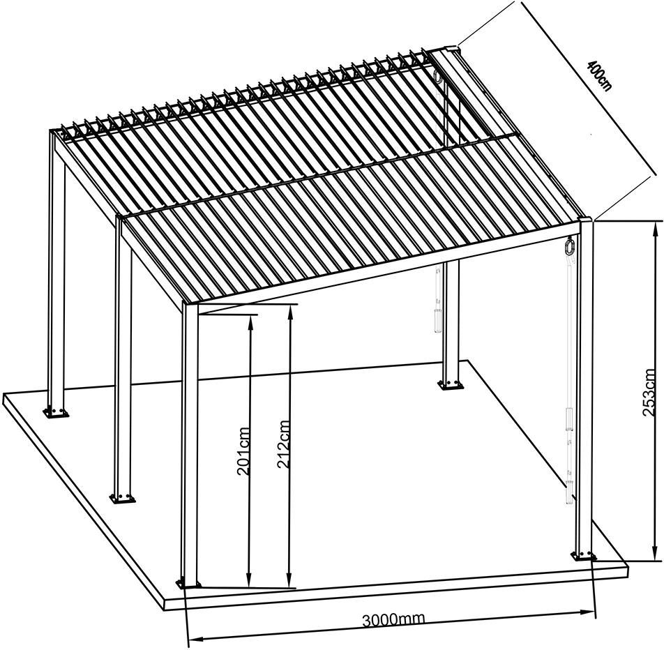 Pergola mit Lamellendachzum Öffnen400 x 310 x 253 cm