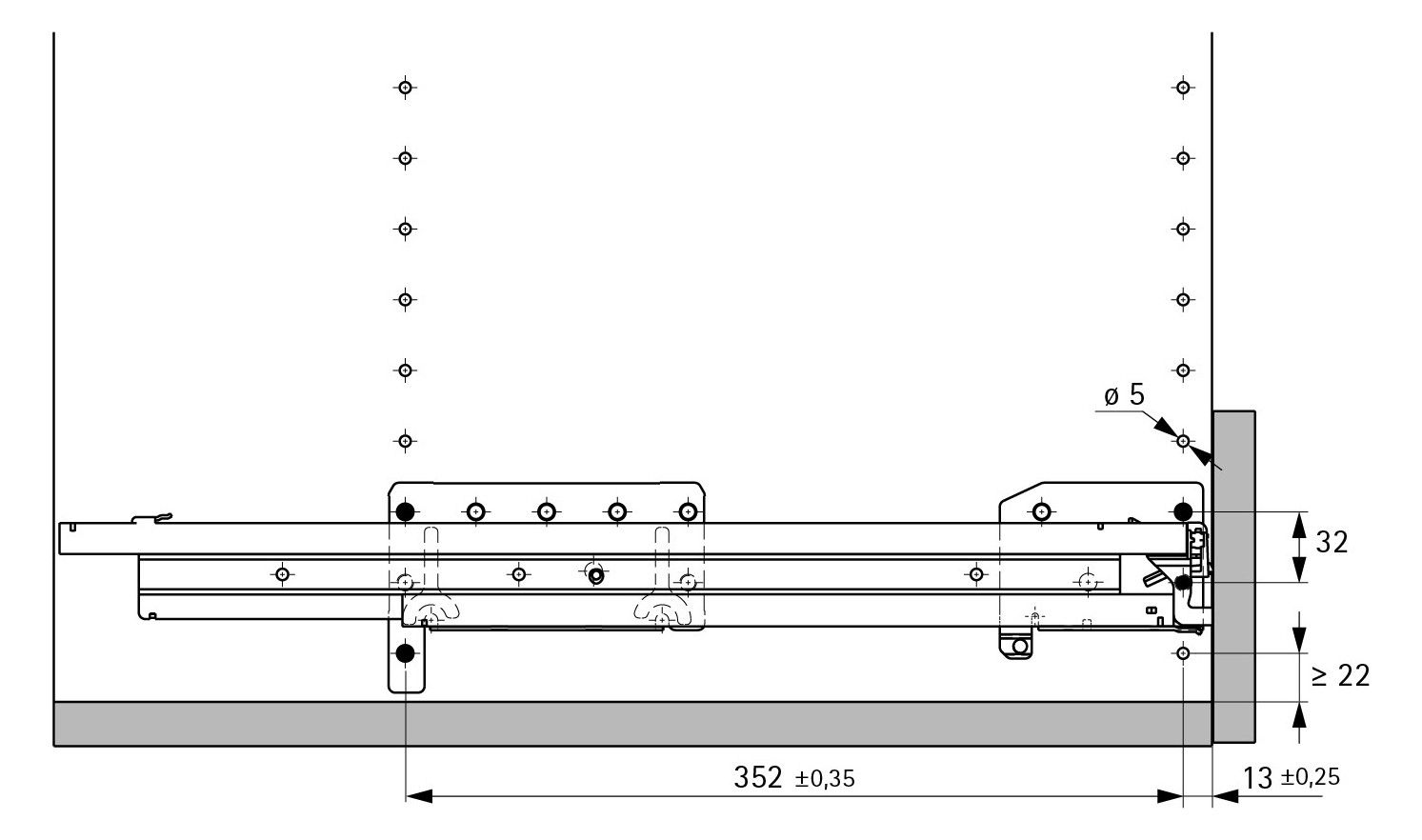 HETTICH Auszugsführung Quadro Duplex 45