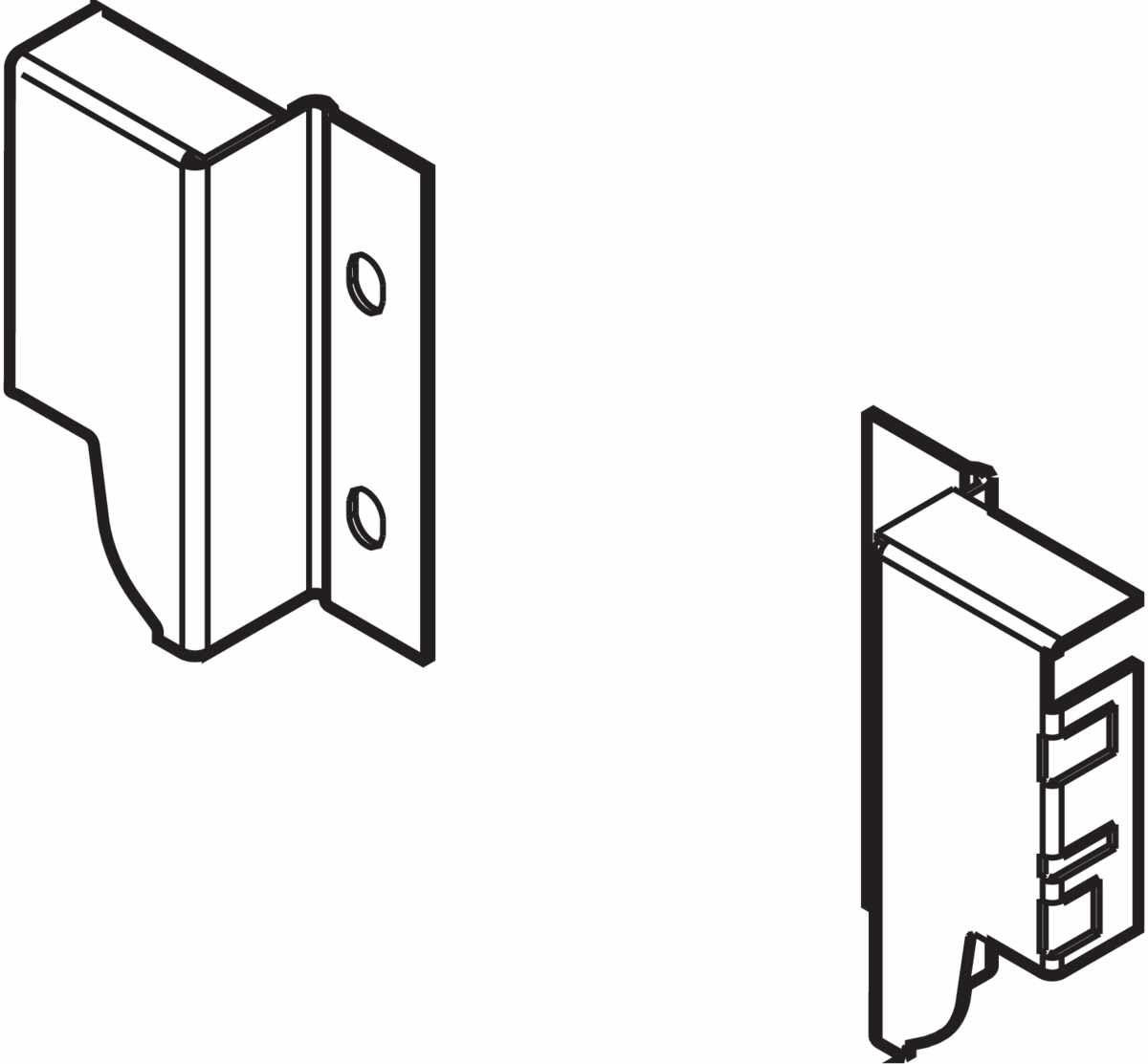 TANDEMBOX Holzrückwandhalter, Höhe M (96,5 mm), links/rechts, R9006 weißaluminium