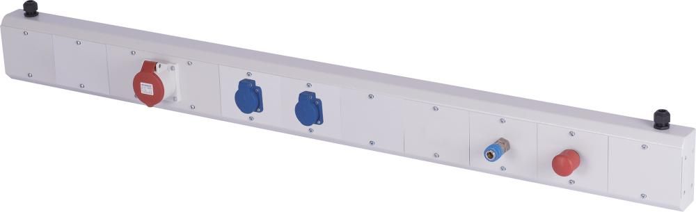 Energiekanal 2x Schuko 2x Druckluft 1/4" 1x CEE RAL 7035 B875xT60xH130mm