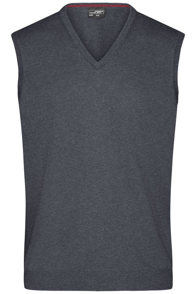 Men's V-Neck Pullunder Klassischer Baumwoll-Pullunder grau/schwarz, Gr. S