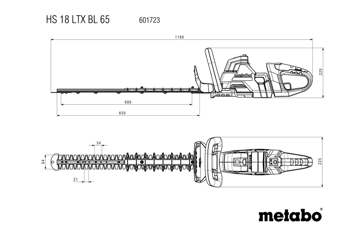 Akku-Heckenschere solo HS 18 LTX BL 65 Metabo ohne Akku ohne Ladegerät Karton