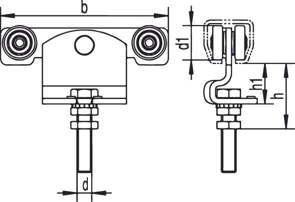 HELM 391 Rollapparat M12x60,Pendelgel.aus Kunstst