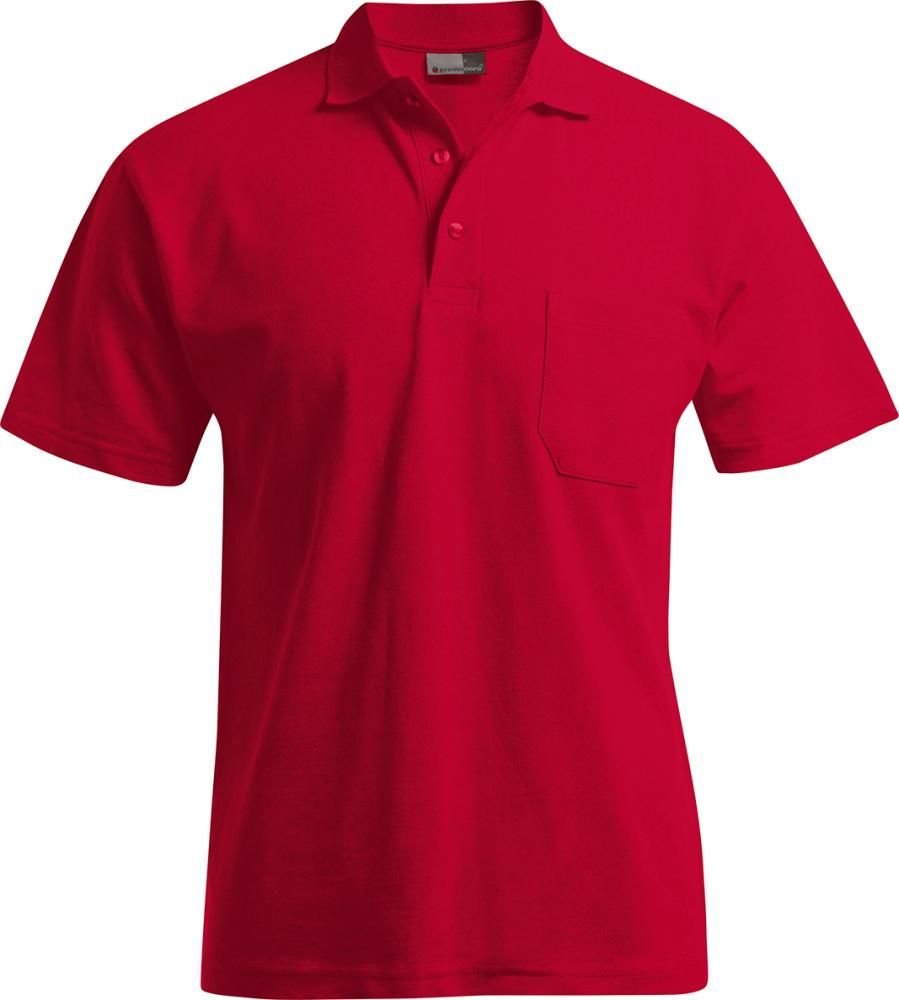 Men`s Heavy Polo Pocket, fire red, Gr.5XL