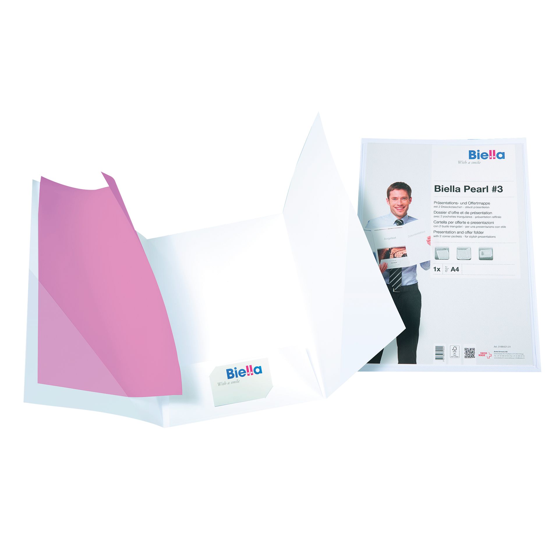 Präsentationsmappe Pearl 3 DIN A4 weiß