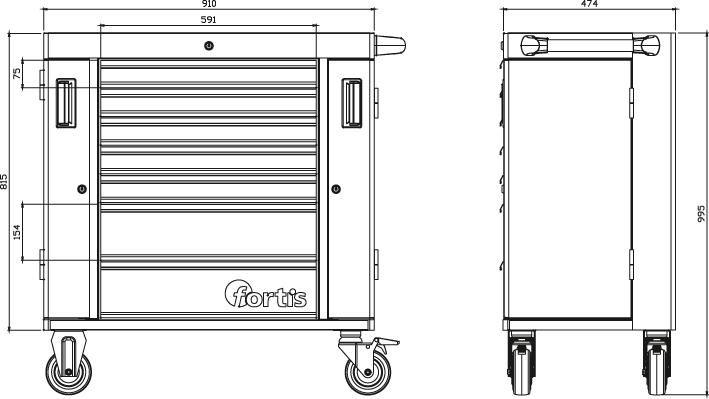 Werkstattwagen Seitentür 915x475x 995mm FORTIS
