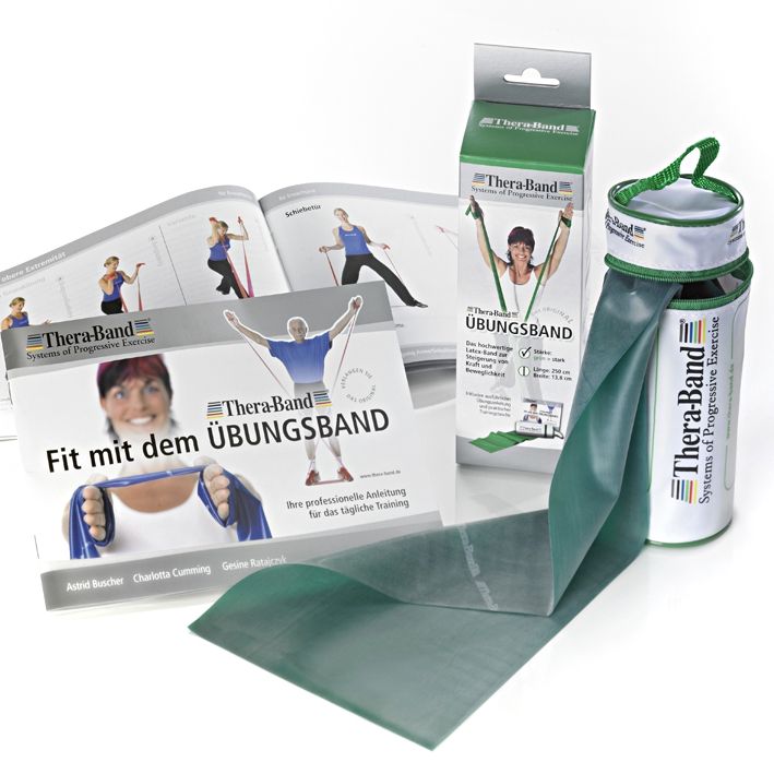 TheraBand 2,5 m, grün/stark, inkl.Türanker-Tasche mit ÜbungsanleitungUK = 15 Stck.