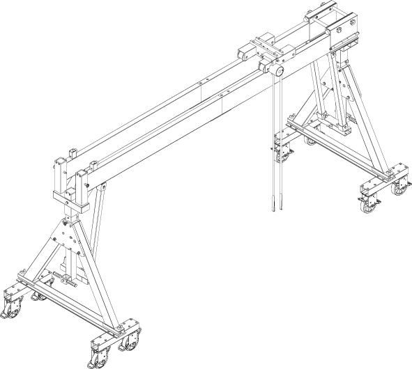 Aluportalkran fahrbar H2138-2488 mm 2000 kg TL 4000 mm Alu-Doppel-Träger