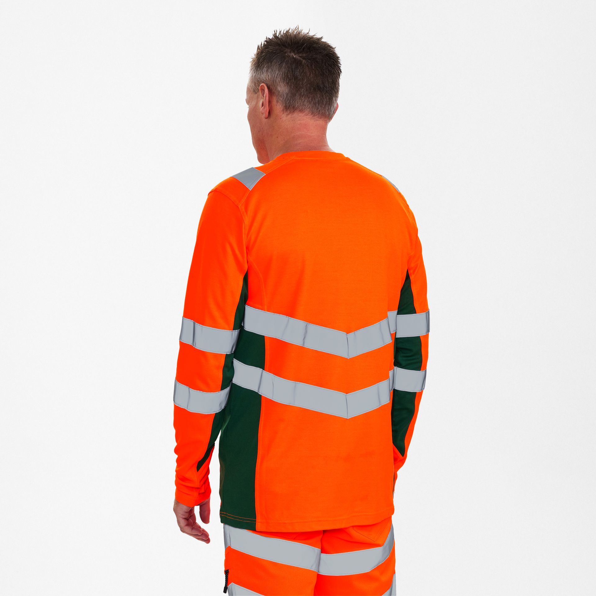 Safety Langarm-Shirt Orange/Grün, Gr. 3XL