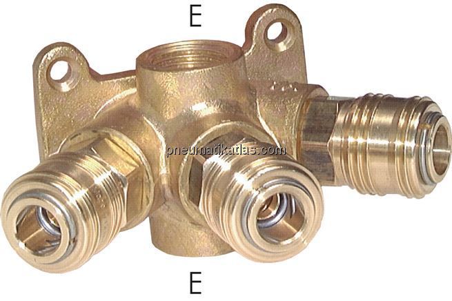 Wanddose mit 2 x G 1/2" und 3 x Kupplungsdosen NW 7,2